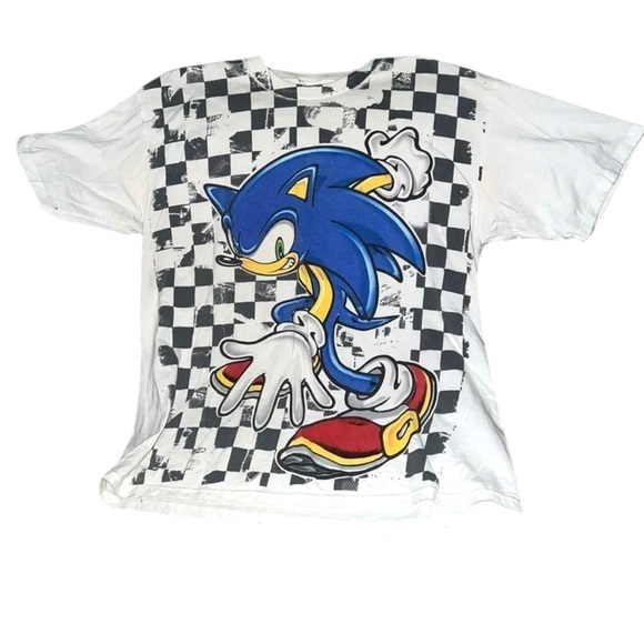 Vintage Sonic the Hedgehog White and Blue T-Shirt sz XL